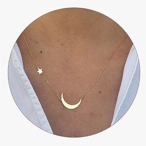 Gold Moon and Star Necklace